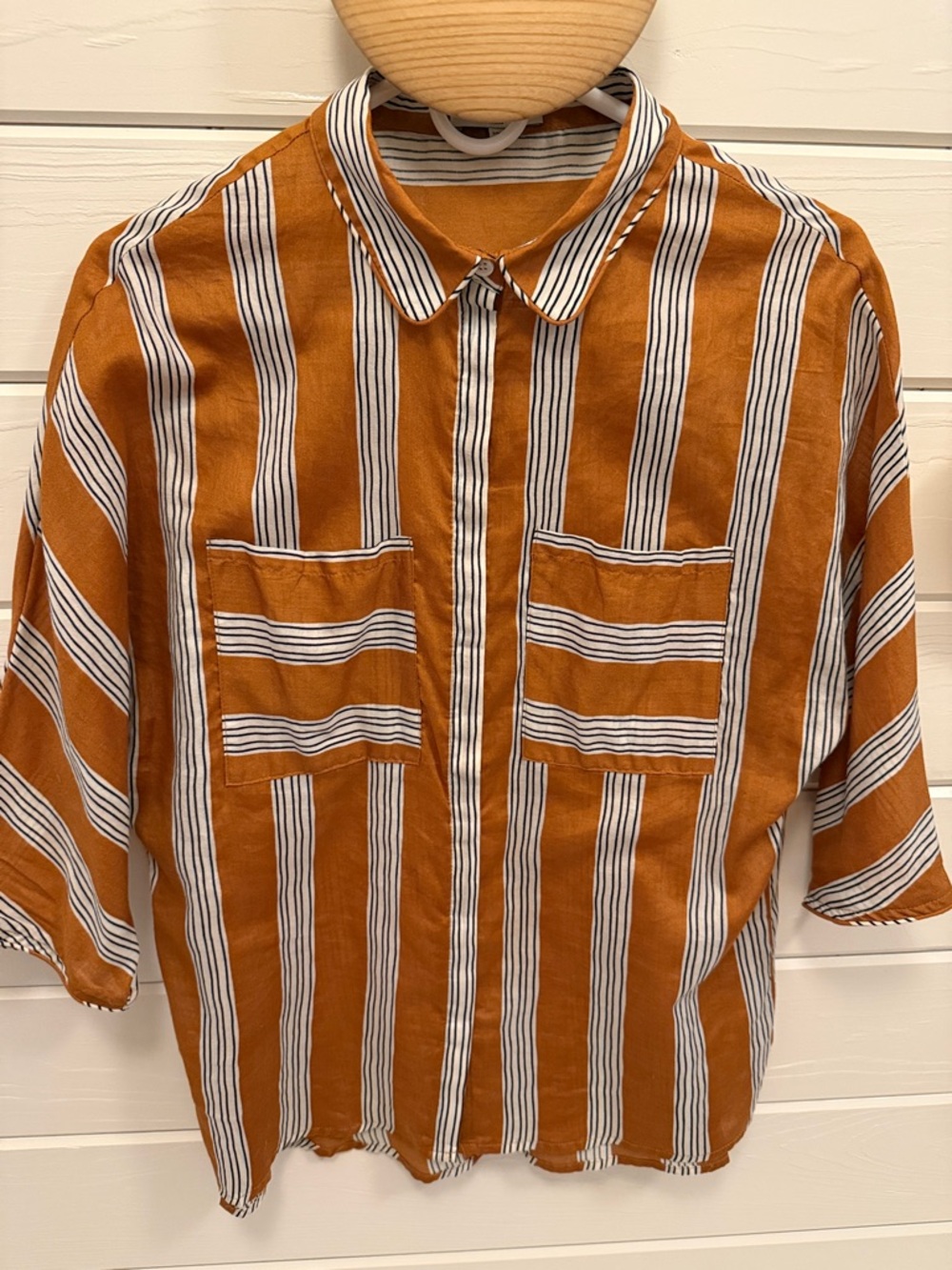 FRNCH Cotton Striped Button-Down Shirt French Girl Vibe